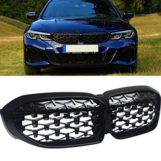 다이아몬드 전면 키드니 그릴 자동차 51138072085 BMW3 시리즈 G20 세단 G21 투어링 호환, 1)Black