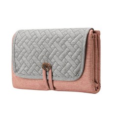 JoyBaby 隔尿墊收納包 便攜式尿布墊 防水隔尿墊 網袋手提尿布包 外出隔尿墊, 灰粉-摺疊便攜式, 1個