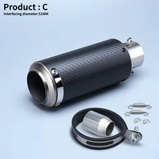 51mm 바이크 오토바이 레이싱 머플러 배기 프로젝트 파이프 (r3 gy6 R1 gsxr125 fz6 mt07 z125 용), 11 Type C