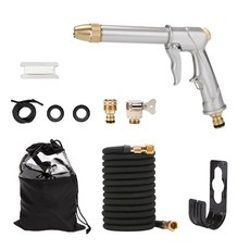 레브홈 초강력 고압분사기 늘어나는 물 호스 세트, 실버, 15m