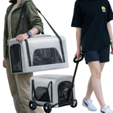 프라홈 개모차 웨건 반려동물 분리형 경량 트롤리 강아지 고양이 카트, 3.2kg, 1개, 블랙