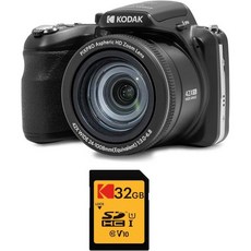 코닥 픽스프로 AZ425 천체 줌 20MP 디지털 카메라 42배 광학 (블랙) + 32GB SD 카드 번들 (2개 세트), Black
