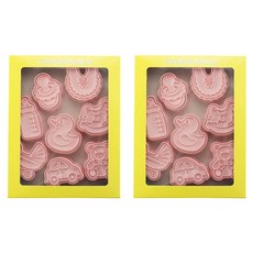 Mian Xiao Xin 비스킷 몰드 DIY 3D 입체 홈베이킹 도구 아이싱 쿠키스탬프 8종 세트 MX001, 가정, 2개