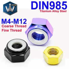 Weiyi 1개로트 M4 M5 M6 M8 M10 M12 TC4 티타늄 합금 육각 나일론 너트 자가 방지 풀림 나사 캡, M4xP0.7, Titanium Grey