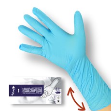 손목긴 두꺼운 니트릴 라텍스 고무장갑 100매 Long Fit Nitrile Latex Glove 30cm, 블루, L, 1개