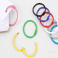 심박한찌누 컬러 원터치 오픈 원형 고리링 원형열쇠고리, 블랙, 1개, 블랙