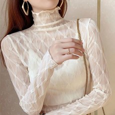 女士透視蕾絲上衣