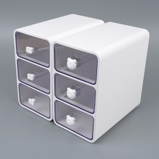 미니미 곰돌이 서랍형 소품함 멀티박스 수납함, 사각 손잡이