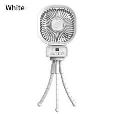 탁상용 선풍기 무소음 무선 미니 usb 충전형 사무실 문어 L 디스플레이 28 삼각대 데스크탑 흔들리는 휴대용 선풍기 US 배터리 진동 5000m 충전식, 화이트