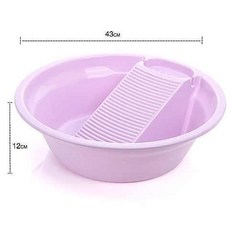 防滑搓衣板 洗衣板 家用加厚帶搓板洗衣盆搓衣板塑料特大號折疊一體防滑洗衣板搓塑料洗衣搓, 一體不折疊紫色小號（直徑43cm）, 1個