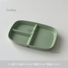【台灣出貨】分格餐盤 三格早餐盤 減脂陶瓷餐具 大人定量盤 一人食分餐盤, 【奶油綠】長方三格餐盤, 1個
