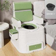 휴대용 좌변기 어른용 이동식 실내용 어르신 간이화장실 소변통 가정용, A. 그린+내부 통