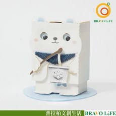紙風景 現貨正版 按壓動物玩偶 北極熊 紙模型 9029203 手作擺飾 DIY裝飾, 1個, 白色