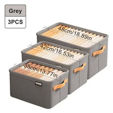 두꺼운 옷 바지 스웨터 보관 캐비닛 서랍 청바지 보관 상자 옷장 의류 보관, 3Pcs Grey