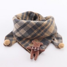 용 방풍 보온 삼각 스카프 어린이 겨울용 목도리 남아 여아용, 옐로우그레이