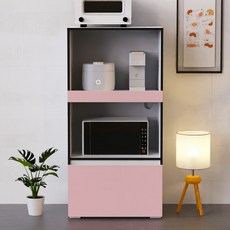 힘찬리빙 리나 600 렌지대 주방 수납장 밥통 슬라이딩 선반 정수기 다이 전자 레인지 받침대 밥솥 레일, 3단, 리나 600 렌지대(핑크)