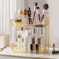 2단 선반 화장품 진열대 네일 향수 컵 보관함 정리함 트레이 악세사리 립스틱 정리대 욕실, I. 2단 고급 업그레이드 수납 선반  앰버, I. 2단 고급 업그레이드 수납 선반  앰버