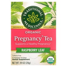 Traditional Medicinals Organic Pregnancy® 차 라즈베리 잎 카페인 무함유 포장된 티백 16개 28g(0.99oz) Medicinals, 28g