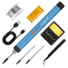USB 충전식 무선 납땜 인두 3단계 온도 조절 가능 빠른 가열 휴대용 DIY 전자 용접 도구, 01 8W, 01 USB Type-C, 05 HX8-Blue-90-C