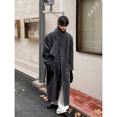 오버핏 더플코트 체크 머플러 세트 겨울용 울 아우터
