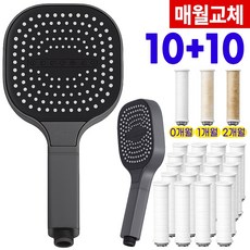 탑온 대형 필터 샤워기 헤드, 그레이 (필터 20개), 1개