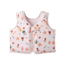 兒童浮力衣 輔助游泳馬甲 免充氣 卡通圖案 建議體重10.0-22kg, 美人魚, 1個