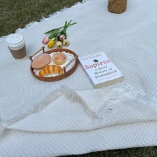 매트야외 캠핑 범용 두꺼운 양면 천 캠핑테이블보, 크림색 90x90 cm 탓셀 첨부 가 장식에 적합