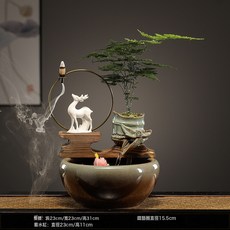 循環流水擺件招財開業賀禮辦公室客廳茶室桌面裝飾小魚缸, 竹韻一鹿發財
