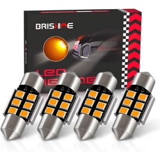 브리샤인 DE3175 LED 전구 슈퍼 브라이트 앰버 옐로우 2835 칩셋 캔버스 오류 없음 31 1.25 페스툰 DE3021 DE3022 3175 6428 자동차 실내 돔 지도, 31MM, Amber Yellow