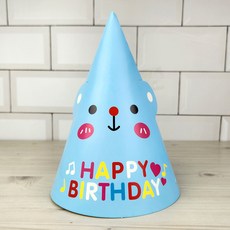 고깔종이모자 생일파티모자 아동 블루동물