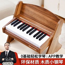 兒童鋼琴 迷你鋼琴 37鍵電子琴 木質小鋼琴 培養音樂天賦, 1個, 【電池/插電雙供電】-25鍵胡桃色