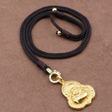 臺灣出貨 編織掛脖繩 卡扣吊墜掛繩細款手工編織佛牌掛脖項鏈掛墜繩子粗款, 金色款(2.5mm)/咖啡色, 1個