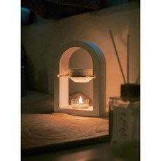 浪漫金色拱門精油香薰爐 融蠟爐 燭台 淨化 蠟燭薰香 薰香, 1個, 1組（含蠟燭拖，不含水晶）, 精油