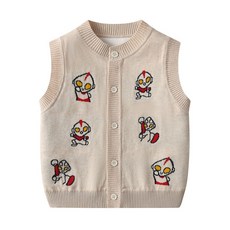 MIIY 兒童奧特曼卡通開衫毛衣背心