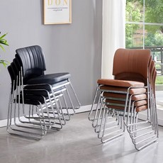 사무용 의자 바퀴없는 허리 편한 학생 공부 등받이 회의실 교육용 PU 쿠션 체어 2개, 블랙