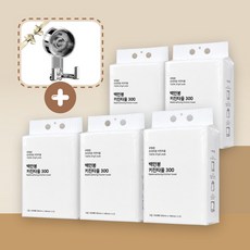 [후크포함] 뽑아쓰는 키친타올 300 5팩(1500매) + 전용후크 3겹 100% 천연펄프, 5개, 300매입