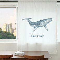 빛차단 암막커튼 S07 블루웨일 XL 140X230cm 디지털프린팅 긴창커튼 현관 가리개 베란다 가림막