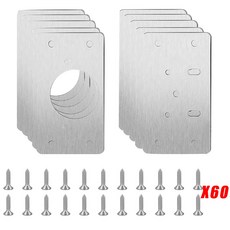 2 10PCS 캐비닛 힌지 도어 키트 주방 장착 수리 고정 스틸 플레이트 스테인레스, 10Pcs (5PAIRS)
