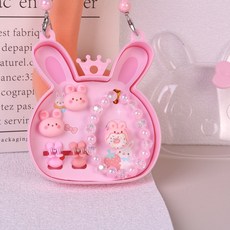 24春新款兒童項鍊髮飾套組 冰雪公主髮卡 手工可愛寶寶吊墜手鍊