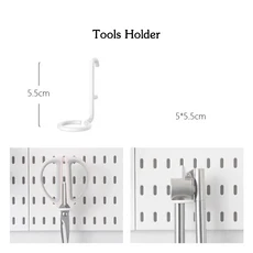 DIY Pegboard 액세서리 주방 조직 드릴 없음 교수형 선반 보관 후크 벽 주최자 차고 방을위한 공예, 12 W Tools Hook 1pc