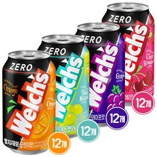 웰치스 제로4종 오렌지6개+포도6개+체리6개+샤인머스캣6개 24캔, 2세트, 355ml