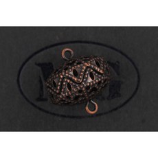 沐錦飾品材料DIY 15MM雙耳扁圓形銅花球 @20入，手工藝材料，DIY飾品配件，銅花球材料包, (紅古)20入/瓶, 1個