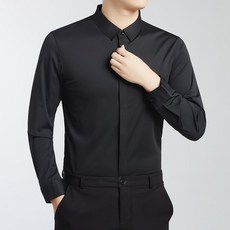 벨루미오 남성용 고탄력 구김없는 스판 셔츠 슬림핏 캐주얼 셔츠 긴팔 와이셔츠