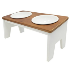 모나지오 반려동물 중대형견 네츄럴 원목 식기 도자기 2구, 네츄럴화이트(멜라민) 색상, 4개