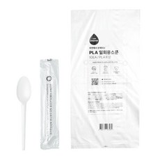 아이엠그리너 일회용 피크닉 캠핑용 숟가락 PLA 스푼 개별포장, 1개, 10개입