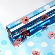 잔망루피 비닐 증착 롤 선물 포장지, 블루도트, 1개