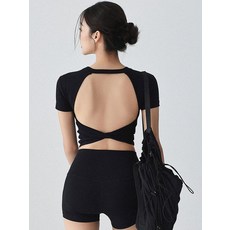 백리스 요가복 반팔 티셔츠 여성 테니스복 필라테스복