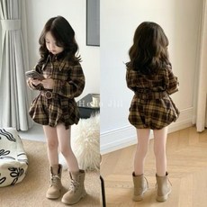 女童格紋套裝