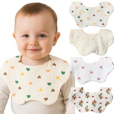 불로홈 요루 6중 거즈 롤링 아기 턱받이 4종 라운드형