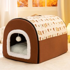 嘉義出貨 寵物窩 封閉式狗窩 貓窩 冬季保暖 可拆洗 寵物床, 奧利棕,S（建議體重5斤內）, 1個